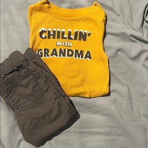 18 month Cat & Jack Yellow and forest green Kids Matching Set